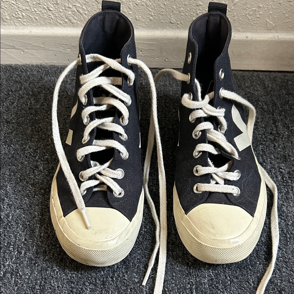 Veja Black High-Tops with Cream Accents